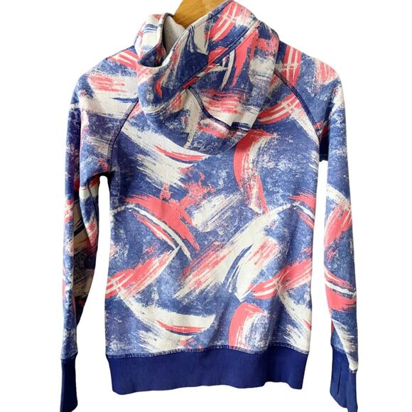 IVIVVA Trippy Solar Pigment Blue Pink Zip Up Hoodie Long Sleeve Thumbhole 12 EUC - Picture 6 of 7
